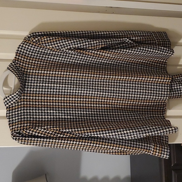 Ann Taylor Mock Neck Blouse, XL, Houndstooth - Picture 1 of 10